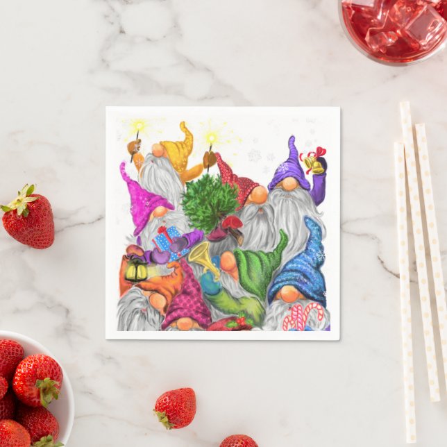 Christmas Napkins Happy Gnomes Party Serviette (Beispiel)