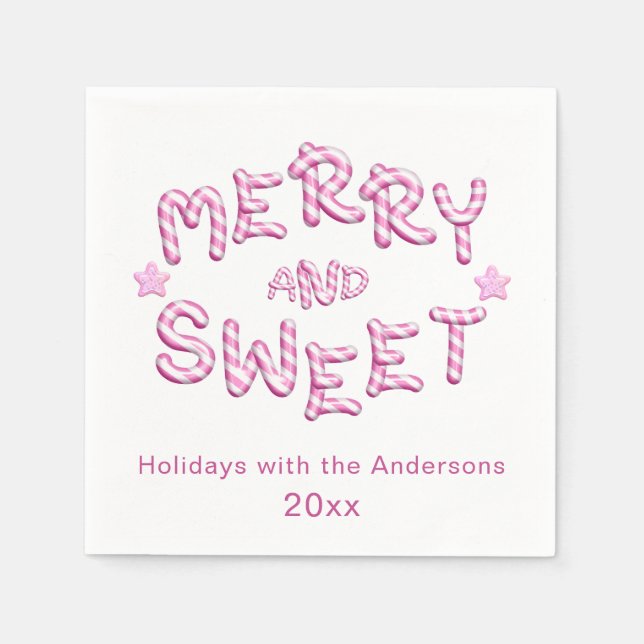 Christmas Napkins Merry Bright Candy Cane Holiday Serviette (Vorderseite)