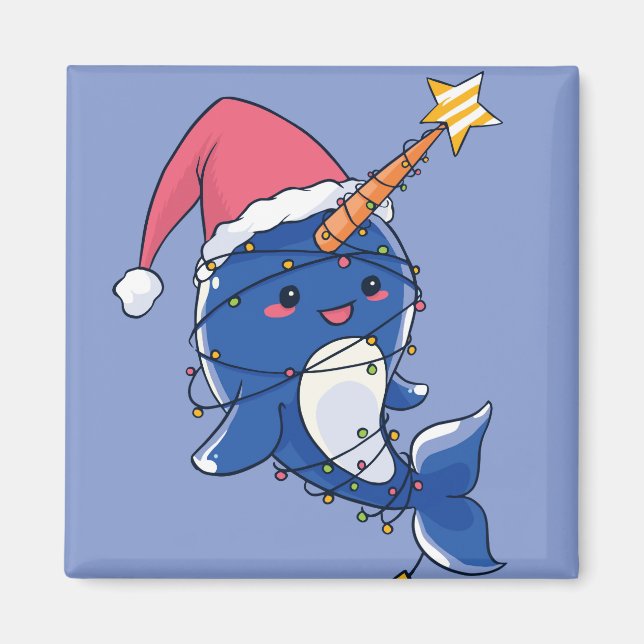 Christmas Narwhale Magnet (Vorne)