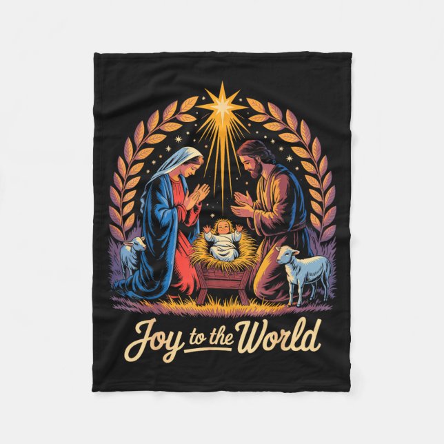 Christmas Nativity Christian Birth Of Jesus Joy To Fleecedecke (Vorderseite)