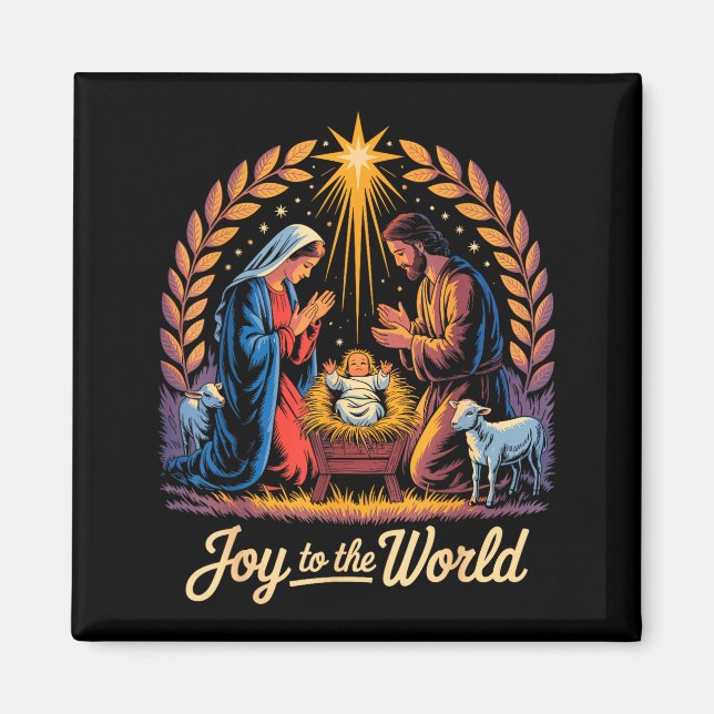 Christmas Nativity Christian Birth Of Jesus Joy To Magnet (Vorne)