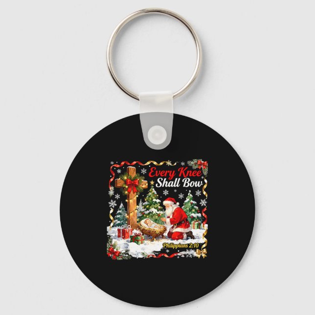 Christmas Nativity Scene Every Knee Shall Bow Sant Schlüsselanhänger (Vorderseite)