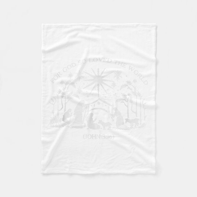 Christmas Nativity Scene For God So Loved The Worl Fleecedecke (Vorderseite)