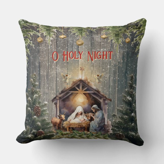 Christmas Nativity Scene Throw Pillow Kissen (Vorderseite)