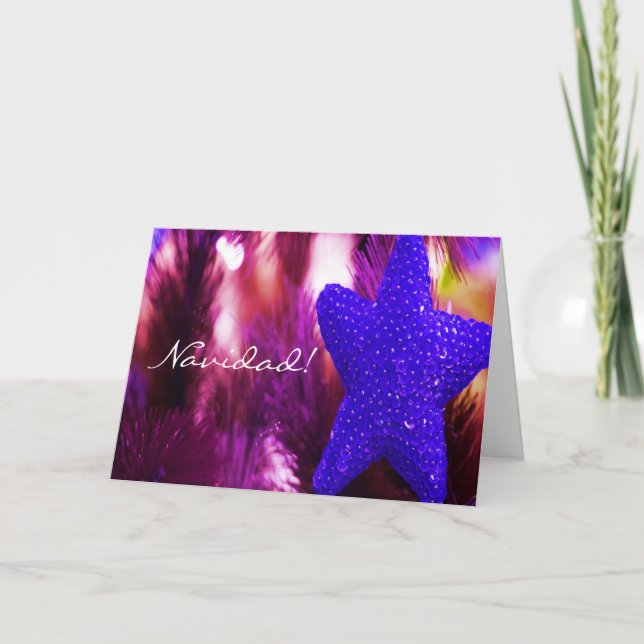 Christmas Navidad Blue Star III Feiertagskarte (Vorderseite)