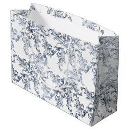 Christmas Navy Bow Velvet Pattern Große Geschenktüte