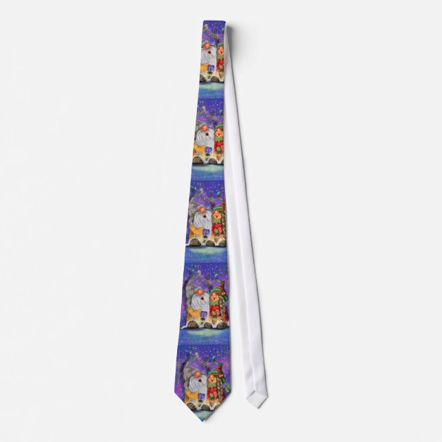 Christmas Neck Tie mit Happy Party Couple Gnome Krawatte (Vorderseite)