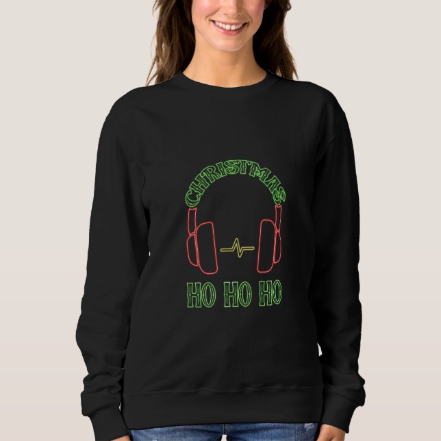 Christmas Neon Headphones Sweatshirt (Vorderseite)