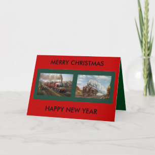 Christmas/New Year card with Steam Engine Train Feiertagskarte