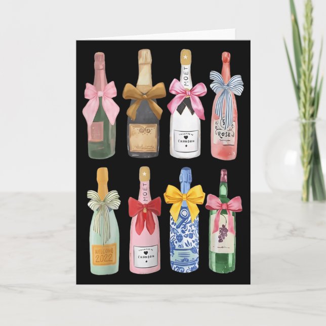 Christmas New Year Champagne Gl Coquette Bot-tle M Karte (Vorderseite)