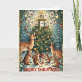 Christmas New Year Woodland Greeting Card Karte