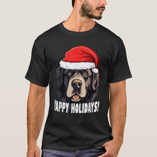 Christmas Newfoundland Dog Yappy Holidays Funny Pu T-Shirt (Vorderseite)