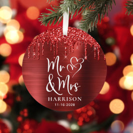 Christmas Newlyred Glitzer Foto Ornament Aus Metall