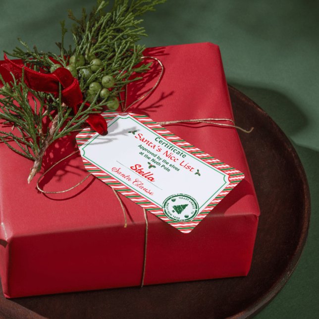 Christmas Nice List Elves Approved Certificate  Geschenkanhänger (Von Creator hochgeladen)