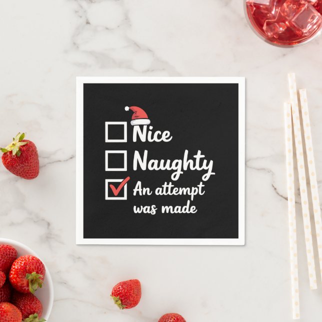 Christmas Nice Naughty Attempt Was Made Xmas Serviette (Beispiel)
