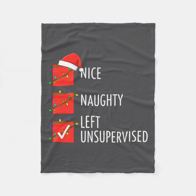Christmas Nice Naughty Left Unsupervised Naughty O Fleecedecke (Vorderseite)