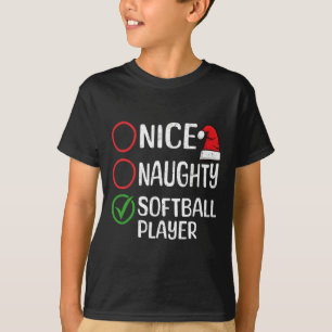 Christmas Nice Naughty Softball Player Weihnachten T-Shirt