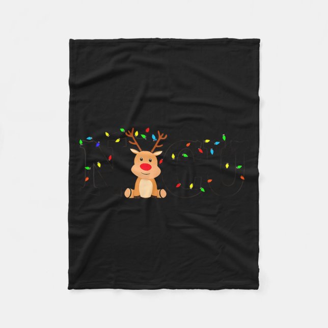 Christmas Nicu Nurse Crew Santa Reindeer Love Nurs Fleecedecke (Vorderseite)