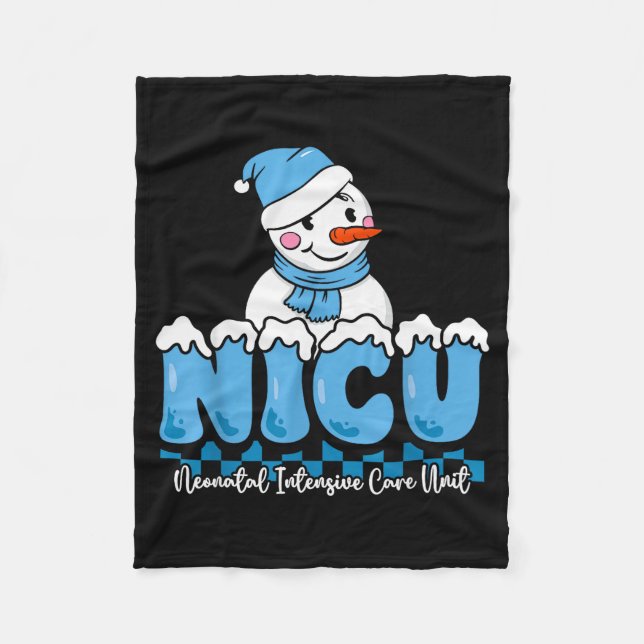 Christmas Nicu Snowman Neonatal Icu Nurse Squad Nu Fleecedecke (Vorderseite)