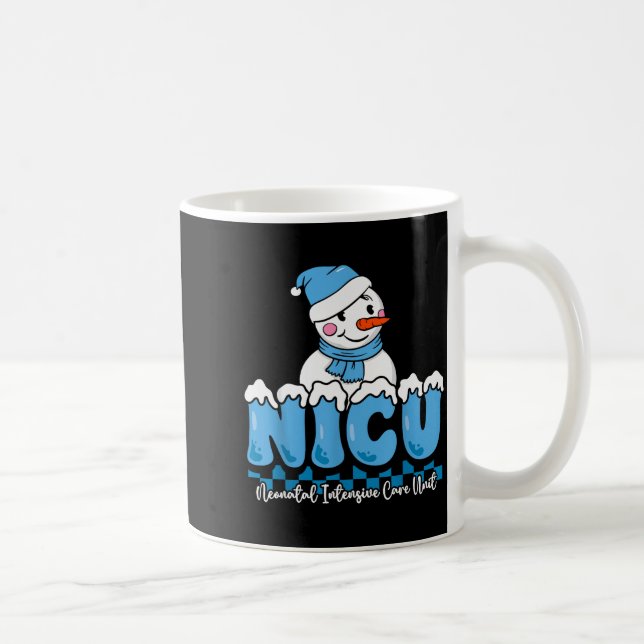 Christmas Nicu Snowman Neonatal Icu Nurse Squad Nu Kaffeetasse (Rechts)