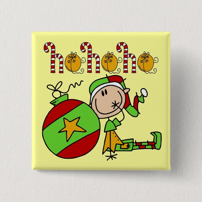 Christmas Niedlich Elf Ho Ho Ho Ho Button (Vorderseite)