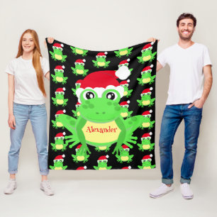 Christmas Niedlich Frog Weihnachtsmannmütze Black Fleecedecke
