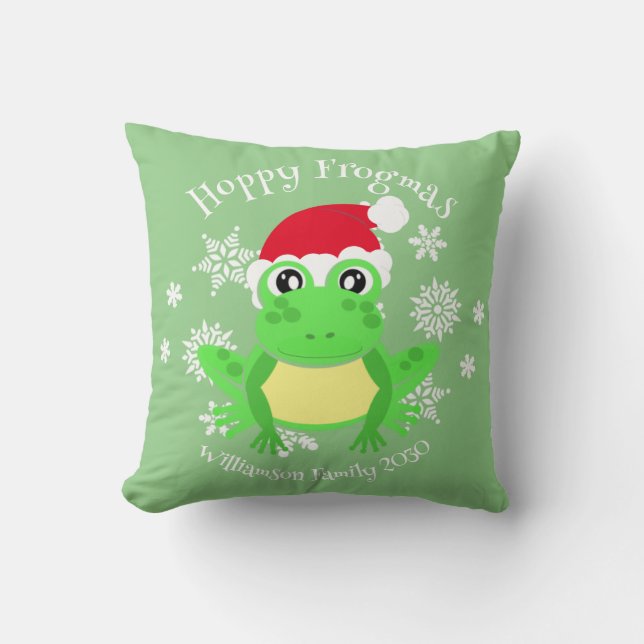 Christmas Niedlich Frog Weihnachtsmannmütze Novelt Kissen (Vorderseite)