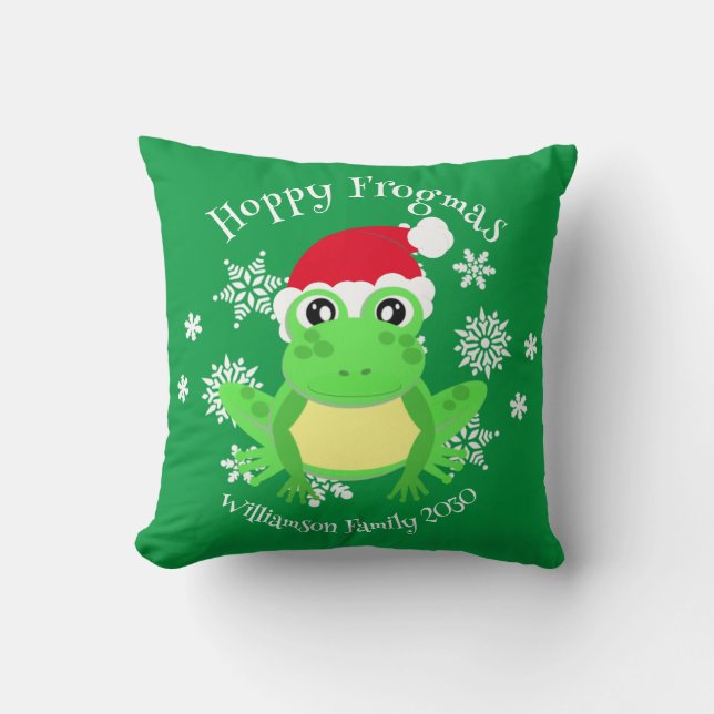Christmas Niedlich Frog Weihnachtsmannmütze Novelt Kissen (Vorderseite)