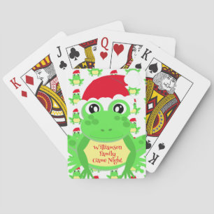 Christmas Niedlich Frog Weihnachtsmannmütze White  Spielkarten