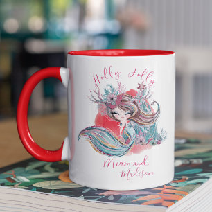 Christmas Niedlich Girly Mermaid Personalisierter  Tasse