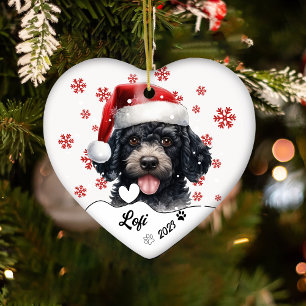 Christmas Niedlich Poodle Dog Personalisiert Keramik Ornament