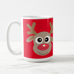 Christmas Niedlich Reindeer Cartoon Red Kaffeetasse