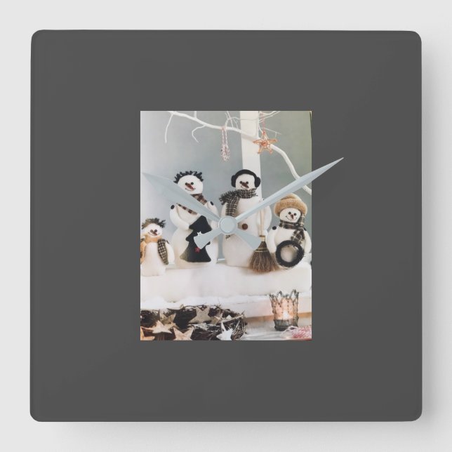 ****CHRISTMAS NIEDLICHE SCHNEEFRAU*** KLOCK QUADRATISCHE WANDUHR (Vorderseite)