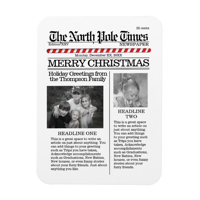 Christmas Niedliche Whimsical North Pole Newspapie Magnet (Vertikal)