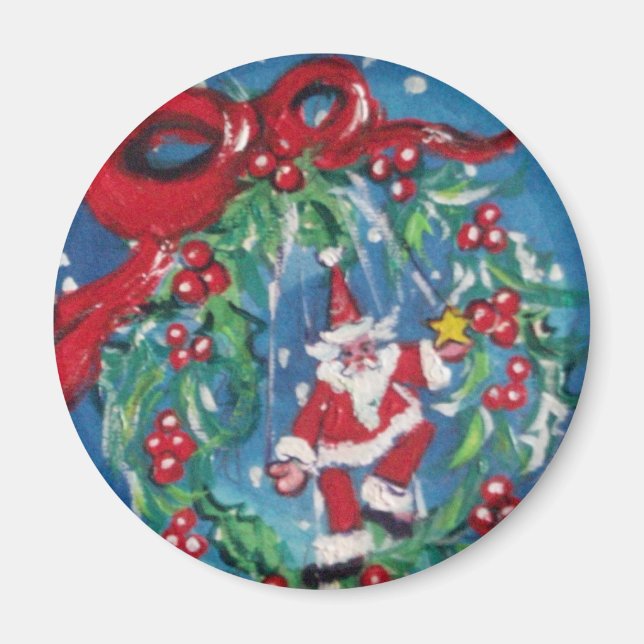 CHRISTMAS NIGHT CROWN MIT RED RIBBON MAGNET (Vorne)