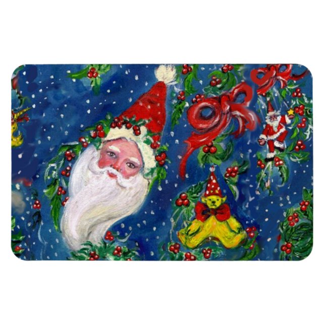 CHRISTMAS NIGHT / SANTA CLAUS UND TOYS, ROT BOW MAGNET (Horizontal)