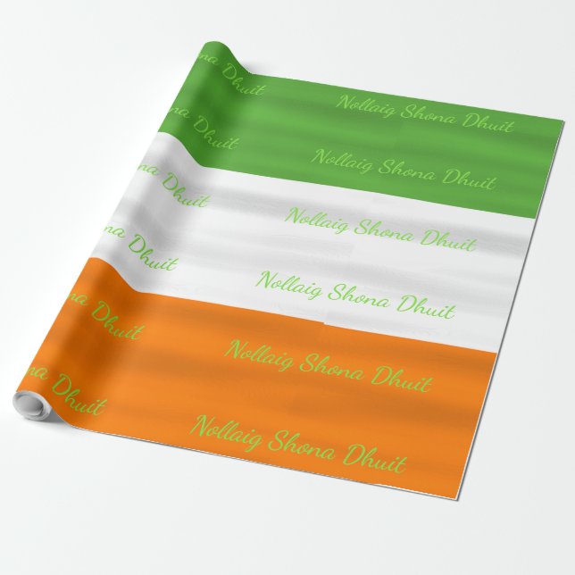 Christmas Nollaig Shona Dhuit Irish Flag Irland Geschenkpapier (Ungerollt)