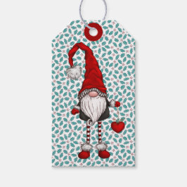 Christmas Nordic Gnome Mistletoe Pattern Geschenkanhänger