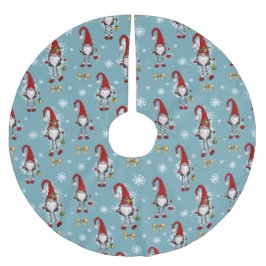 Christmas Nordic Gnomes Blue Pattern Polyester Weihnachtsbaumdecke