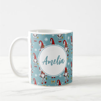 Christmas Nordic Gnomes Blue Pattern With Name  Kaffeetasse