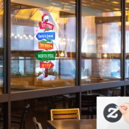 Christmas North Pole Sign Board Window Cling Fensteraufkleber