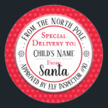 Christmas North Pole Workshop Individuelle Name Runder Aufkleber<br><div class="desc">Santa's Workshop Elf Inspector # eine beliebige Anzahl und einen eigenen Namen der Kinder. Spaß Aufkleber zu Kindern Geschenke hinzufügen!</div>