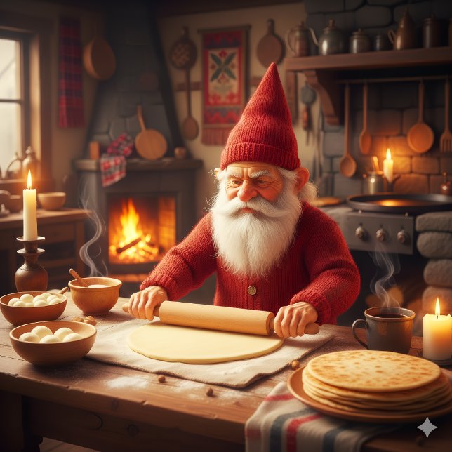 Christmas Norwegian Nisse Making Lefse, Mug Kaffeetasse (Von Creator hochgeladen)