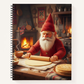 Christmas Norwegian Nisse Making Lefse, Notebook Notizbuch