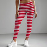 Christmas Novelty Pink Red Hand Drawn Stripe Funny Leggings<br><div class="desc">Designed using my original artistic hand drawn funky crooked pink and red stripe that puts a twist on the classic stripe pattern,  these bold novelty leggings are a fun way to show off your unique style with a whimsical touch and coordinate with my original mixed media quirky elf design.</div>