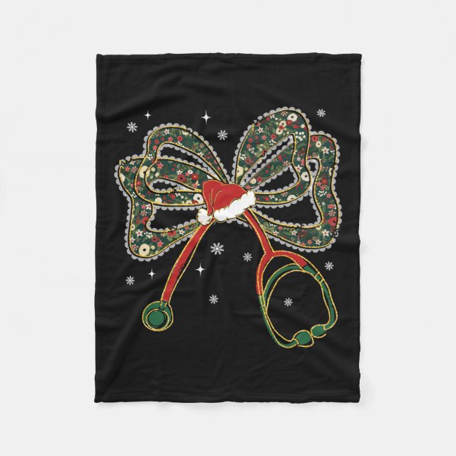 Christmas Nurse Coquette Bow Stethoscope Xmas Sant Fleecedecke (Vorderseite)