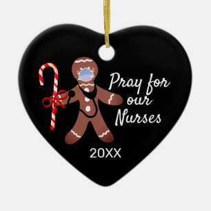 Christmas Nurse Covid Face Maske Gingerbread Mann Keramik Ornament