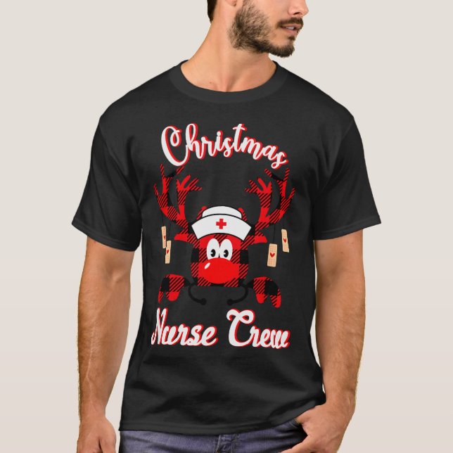 Christmas Nurse Crew - A Reindeer Nurse Buffalo Pl T-Shirt (Vorderseite)