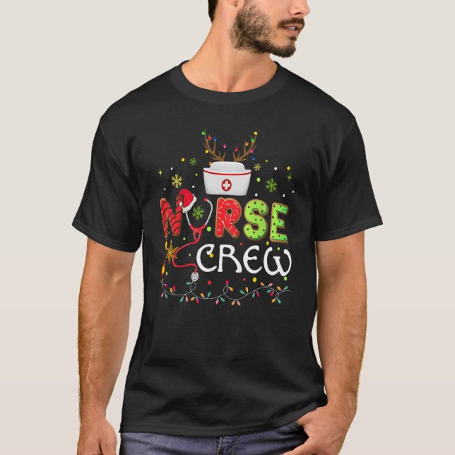 Christmas Nurse Crew   Reindeer Nursing Xmas Party T-Shirt (Vorderseite)