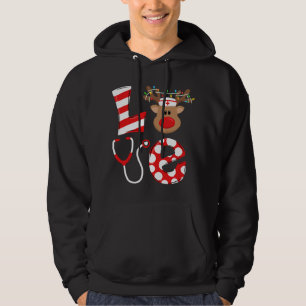Christmas Nurse Liebe NICU RN ER Santa Reindeer Nu Hoodie